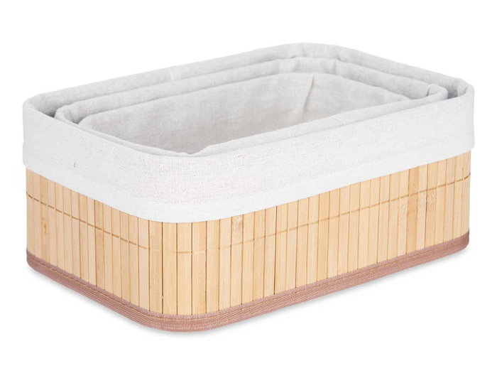 Kipit Lot de 3 Range-paniers en Bambou et Tissu Naturel Rectangulaires 30x20x12 cm (Set de 4) Kipit Lot de 3 Range-paniers en Bambou et Tissu Naturel Rectangulaires 30x20x12 cm (Set de 4)