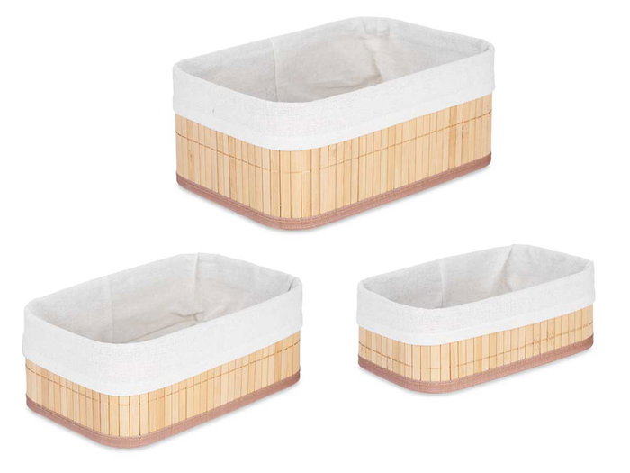 Kipit Lot de 3 Range-paniers en Bambou et Tissu Naturel Rectangulaires 30x20x12 cm (Set de 4) Kipit Lot de 3 Range-paniers en Bambou et Tissu Naturel Rectangulaires 30x20x12 cm (Set de 4)