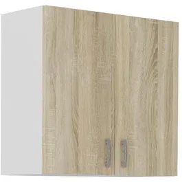 SARA Meuble haut de cuisine 2 portes - Décor chêne sonoma - Dimensions L80 x P31 x H71.5 cm - Bois de particules - À monter soi-même