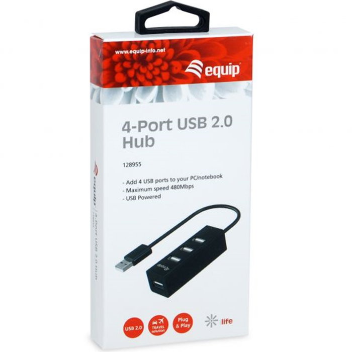 Equip Hub USB 2.0 4 Ports Type A Hub Concentrateur USB Noir Equip Hub USB 2.0 4 Ports Type A Hub Concentrateur USB Noir