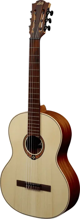 LAG Guitare Classique Occitania 70 4/4 - Table Aboble Engelmann Massif, Fond et Éclisses Acajou