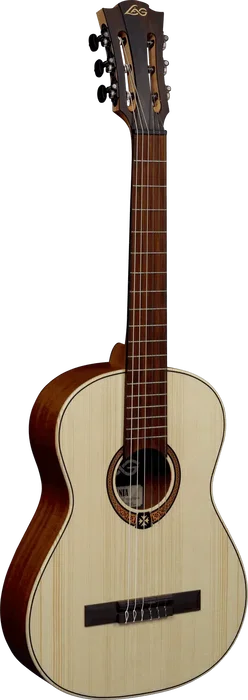 LAG Guitare Classique Occitania 70 4/4 - Table Aboble Engelmann Massif, Fond et Éclisses Acajou