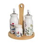 BigBuy Home Ensemble salière et poivrier BERRIES Blanc Rouge Vert Bois Grès 4 Pièces