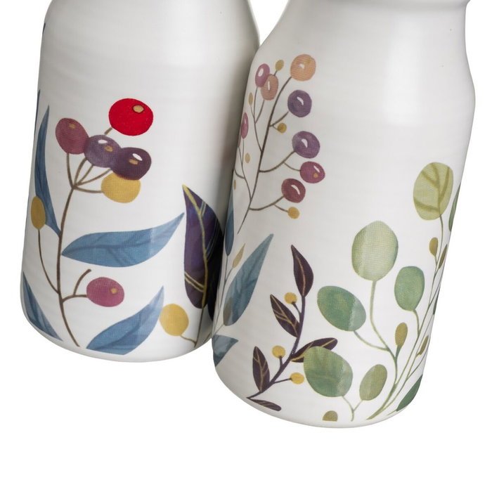 BigBuy Home Ensemble salière et poivrier BERRIES Blanc Rouge Vert Bois Grès 4 Pièces BigBuy Home Ensemble salière et poivrier BERRIES Blanc Rouge Vert Bois Grès 4 Pièces