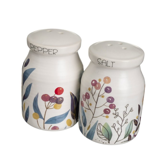 BigBuy Home Ensemble salière et poivrier BERRIES Blanc Rouge Vert Bois Grès 4 Pièces BigBuy Home Ensemble salière et poivrier BERRIES Blanc Rouge Vert Bois Grès 4 Pièces