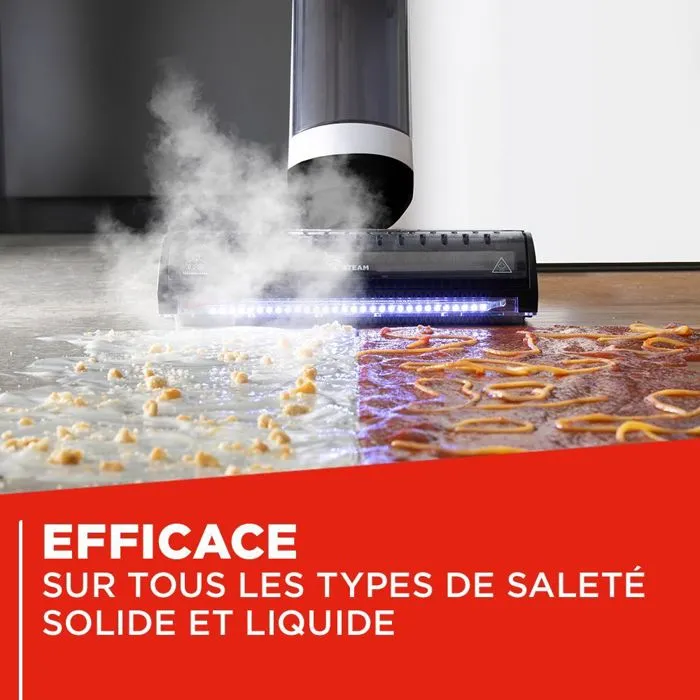 Polti RollySteam WD10 - Aspirateur laveur à vapeur filaire, brosse rotative avec LED, fonction auto-nettoyage et séchage automatique
