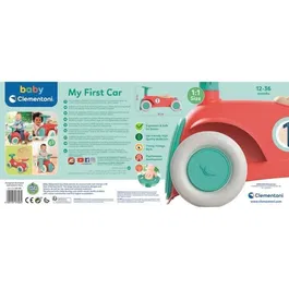 Clementoni - Porteur 1ère voiture vintage pour bébés à partir de 10 mois, 100% recyclé avec klaxon et 4 roues directrices, fabriqué en Italie