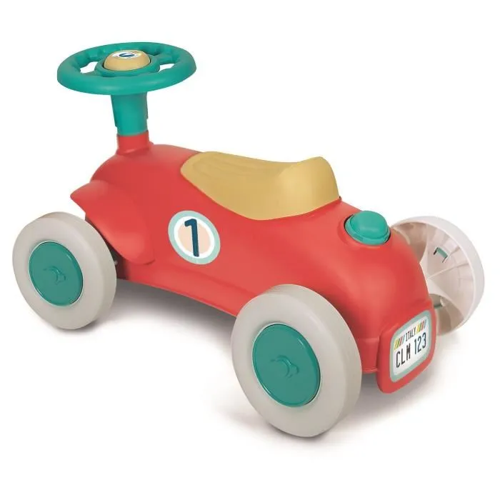 Clementoni - Porteur 1ère voiture vintage pour bébés à partir de 10 mois, 100% recyclé avec klaxon et 4 roues directrices, fabriqué en Italie