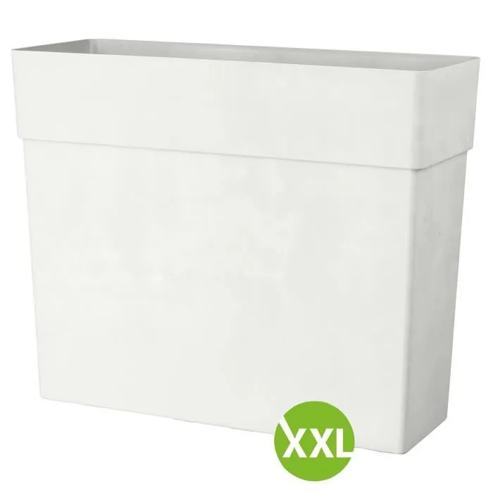 Deroma Muret haut LIKE R - Bac à fleurs extérieur 78x29,5 cm (H65 cm) - 118 litres - Blanc - Résistant au gel et aux UV - Matière recyclée et recyclable