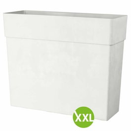Deroma Muret haut LIKE R - Bac à fleurs extérieur 78x29,5 cm (H65 cm) - 118 litres - Blanc - Résistant au gel et aux UV - Matière recyclée et recyclable
