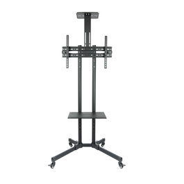 Tooq Support Sol TV 37-70 Pouces, Inclinable +10/-10°, Plateau DVD et Caméra, Roulettes avec Blocage, Noir, VESA 200×200 à 600×400