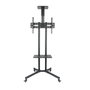 Tooq Support Sol TV 37-70 Pouces, Inclinable +10/-10°, Plateau DVD et Caméra, Roulettes avec Blocage, Noir, VESA 200×200 à 600×400