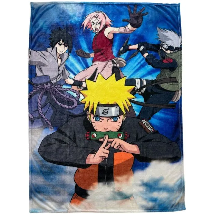 Naruto - Plaid couverture Naruto Shippuden Team 7, motif personnages, 130 x 180 cm, ultra doux et chaud, idéal canapé, lit, décoration Naruto - Plaid couverture Naruto Shippuden Team 7, motif personnages, 130 x 180 cm, ultra doux et chaud, idéal canapé, lit, décoration