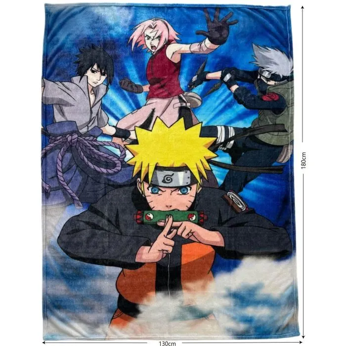 Naruto - Plaid couverture Naruto Shippuden Team 7, motif personnages, 130 x 180 cm, ultra doux et chaud, idéal canapé, lit, décoration Naruto - Plaid couverture Naruto Shippuden Team 7, motif personnages, 130 x 180 cm, ultra doux et chaud, idéal canapé, lit, décoration