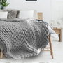 Home Deco Factory Couverture en maille épaisse grise