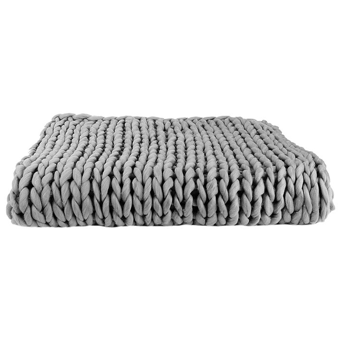 Home Deco Factory Couverture en maille épaisse grise