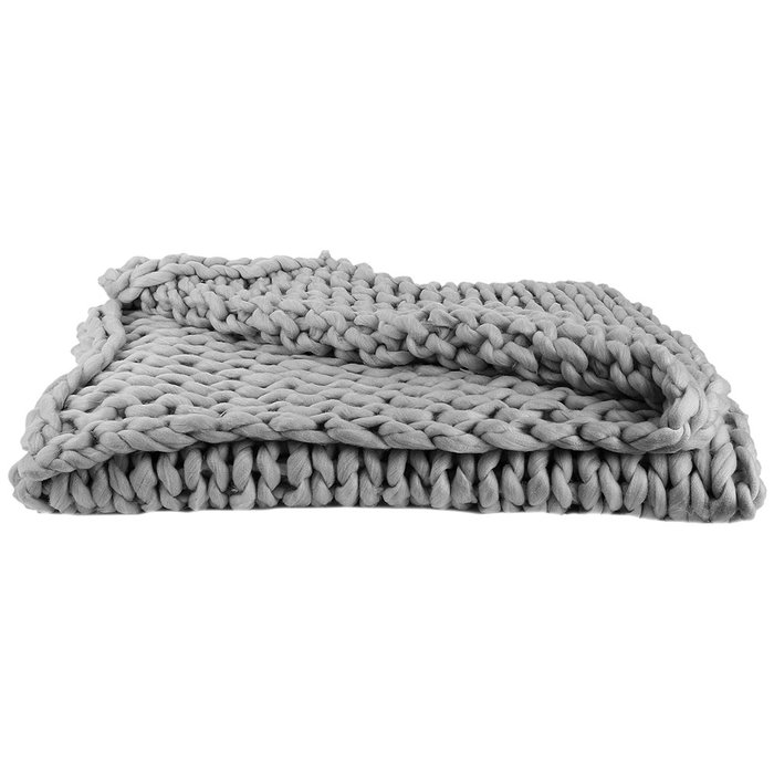Home Deco Factory Couverture en maille épaisse grise