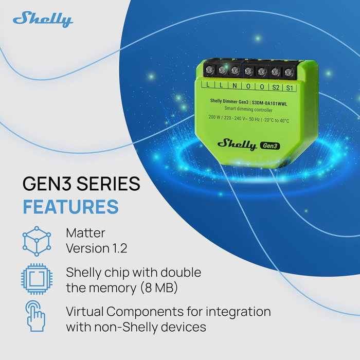 Module interrupteur Wi-Fi Shelly Gen 3 220-240 V