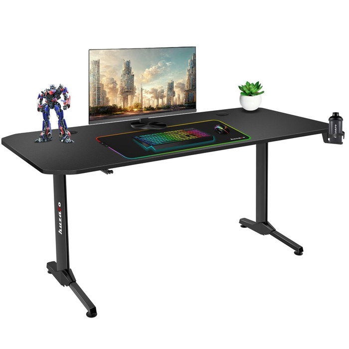 Bureau Gaming Huzaro HZ-Hero 4.7 Noir Bois MDF 160 x 75 cm Bureau Gaming Huzaro HZ-Hero 4.7 Noir Bois MDF 160 x 75 cm