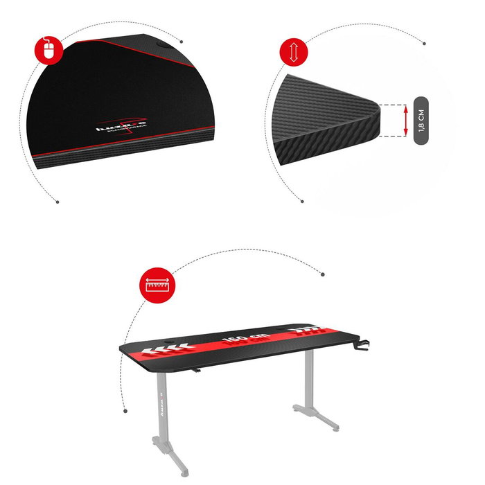 Bureau Gaming Huzaro HZ-Hero 4.7 Noir Bois MDF 160 x 75 cm Bureau Gaming Huzaro HZ-Hero 4.7 Noir Bois MDF 160 x 75 cm