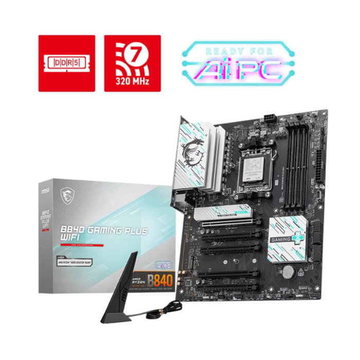 MSI B840 Gaming Plus Carte Mère ATX AMD Socket AM5 DDR5 WiFi 7 Bluetooth 5.4 2.5GbE Noir MSI B840 Gaming Plus Carte Mère ATX AMD Socket AM5 DDR5 WiFi 7 Bluetooth 5.4 2.5GbE Noir