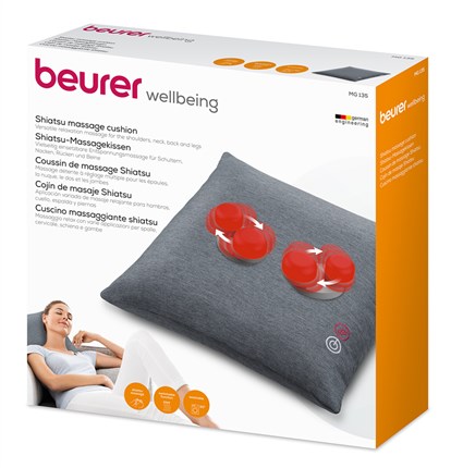 Beurer MG-135 Coussin de massage shiatsu avec fonction chaleur pour nuque, dos et jambes - Housse lavable
