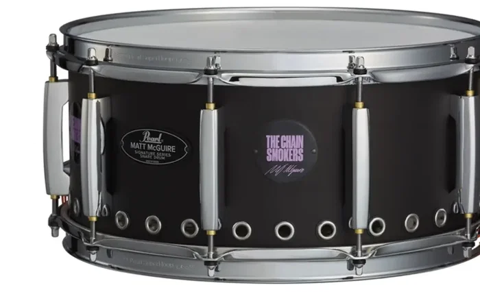 PEARL Caisse Claire Signature Matt McGuire 14x6,5" Acier Noir Mat avec Technologie NFC