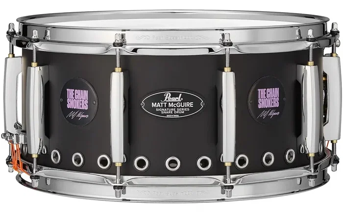 PEARL Caisse Claire Signature Matt McGuire 14x6,5" Acier Noir Mat avec Technologie NFC