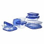 Pyrex Cook & Go Lot de 7 Boîtes de conservation en verre Bleu et Transparent