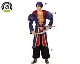Atosa Déguisement Prince Arabe Violet pour Adulte avec Turban et Tunique