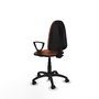 Chaise de bureau Aýna avec mécanisme Contact permanent de base, revêtue de tissu marron. Équipée d'une base en polyamide noir, d'accoudoirs fixes et de roulettes en nylon de 50 mm