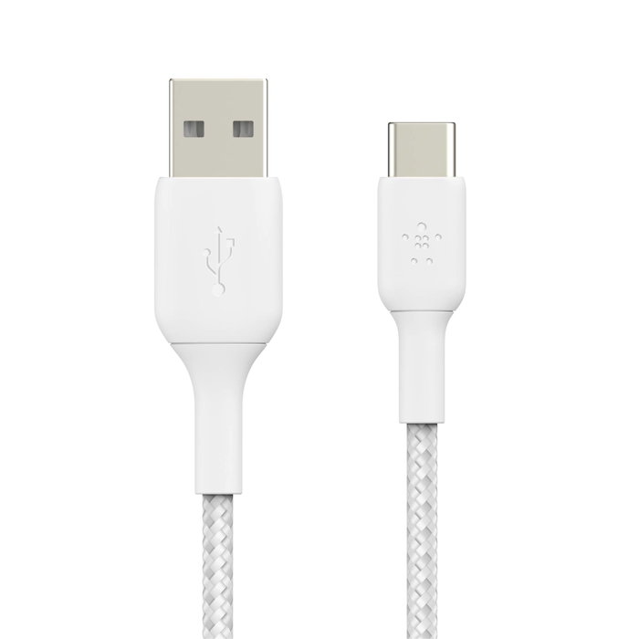 Belkin Câble USB-A vers USB-C tressé 3 m - Blanc Belkin Câble USB-A vers USB-C tressé 3 m - Blanc