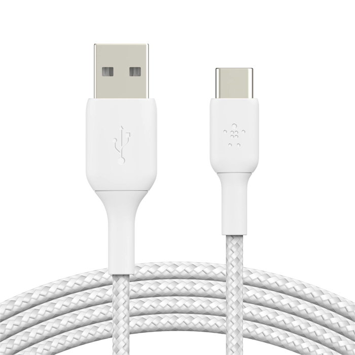 Belkin Câble USB-A vers USB-C tressé 3 m - Blanc Belkin Câble USB-A vers USB-C tressé 3 m - Blanc