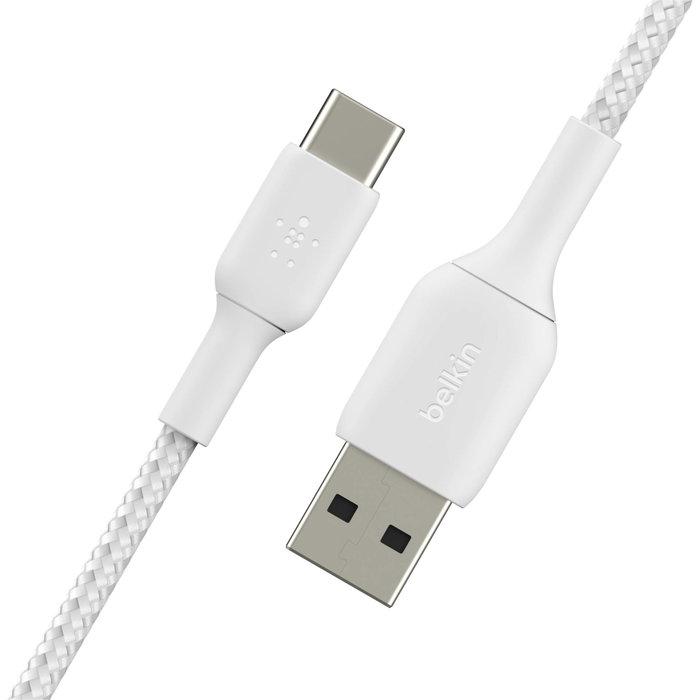 Belkin Câble USB-A vers USB-C tressé 3 m - Blanc Belkin Câble USB-A vers USB-C tressé 3 m - Blanc