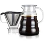 Bodum Melior Cafetière à Filtre Permanent Inox 1.0 L (8 Tasses) avec Carafe en Verre Borosilicaté et Couvercle