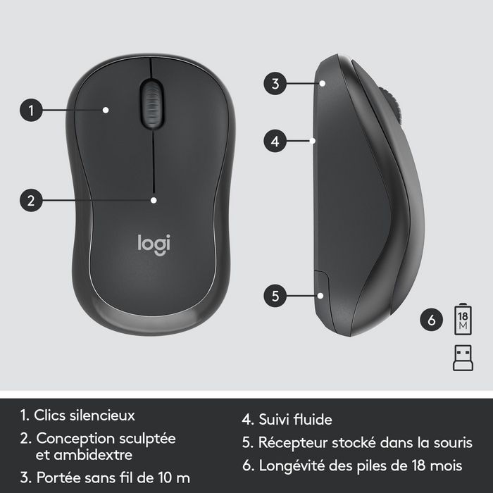 Logitech MK295 - Ensemble Clavier et Souris sans Fil Silencieux, Technologie Silent Touch, Pavé Numérique Complet, Connexion USB 2.4 GHz, Compatible Windows et ChromeOS Logitech MK295 - Ensemble Clavier et Souris sans Fil Silencieux, Technologie Silent Touch, Pavé Numérique Complet, Connexion USB 2.4 GHz, Compatible Windows et ChromeOS