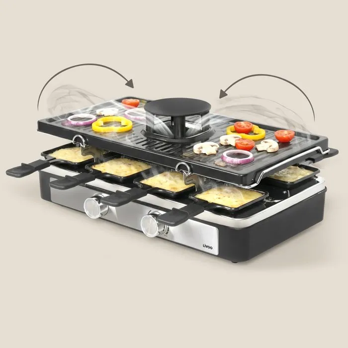 Livoo DOC372N - Raclette pour 8 personnes avec hotte aspirante