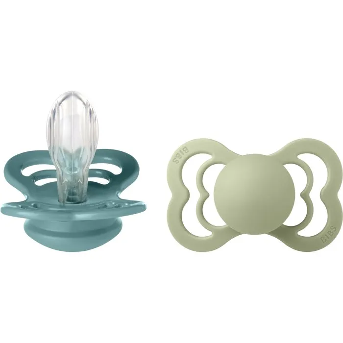 Bibs Sucette bébé Supreme Symétrique T1 Silicone Island Sea Sage - Pack de 2 Bibs Sucette bébé Supreme Symétrique T1 Silicone Island Sea Sage - Pack de 2
