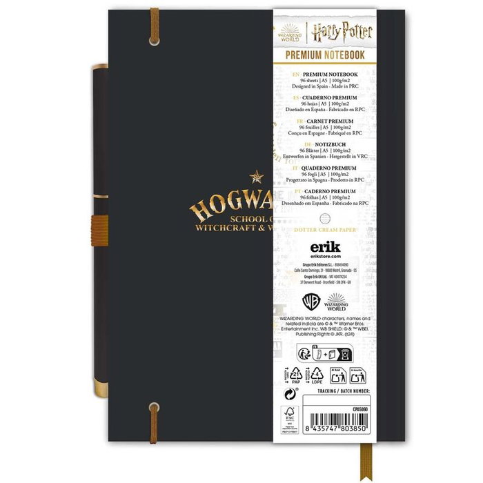 ERIK - Carnet A5 premium Harry Potter Hogwarts avec stylo - Dimensions 150x220x20 mm (400g)