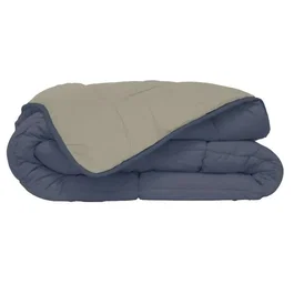 CALGARY Couette Chaude Microfibre Pétrole et Mastic 220 x 240 cm