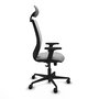 Chaise Zulema Synchro 3 positions tissu Gris clair Maille Blanc Base en nylon noir Accoudoir 2D Appui-tête Roulettes 65mm nylon