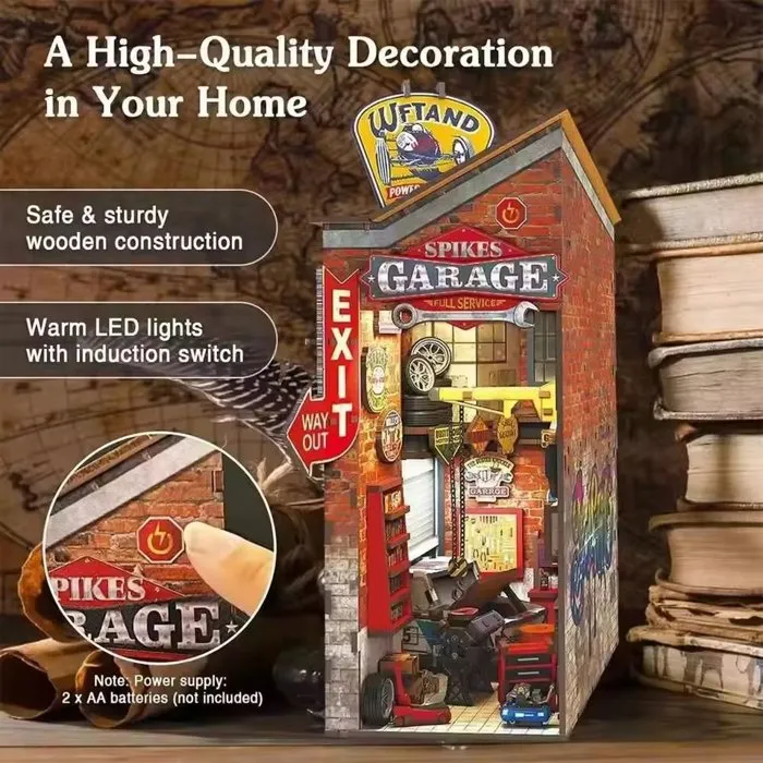 Nookland Book Nook Kit DIY - Maquette 3D Serre Livre 'Garage Vintage' - Modèle à Construire - 10 x 19 x六个 29 cm
