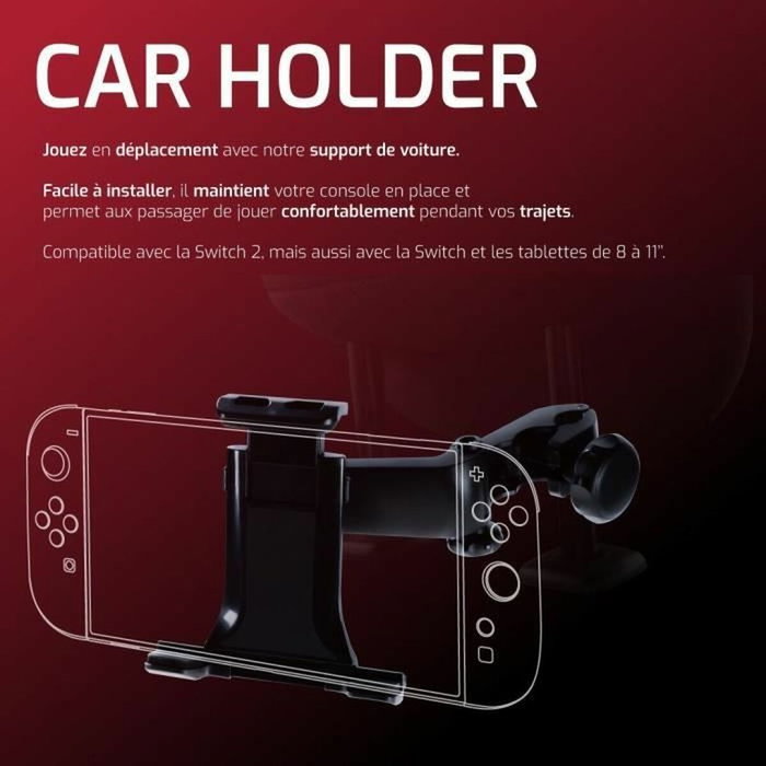 Onlan Support voiture pour Nintendo Switch 2, consoles portables et tablettes 8'', Noir