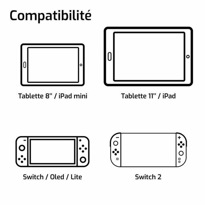 Onlan Support voiture pour Nintendo Switch 2, consoles portables et tablettes 8'', Noir