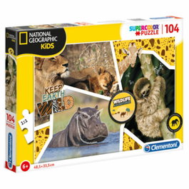 Clementoni Puzzle National Geographic Wild 104 Pièces, Jouet Créatif Garçons 6+ Ans