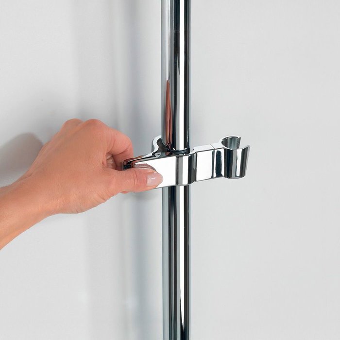 Wenko Support de douche ajustable en métal et acier inoxydable pour barre ø 19-25 mm, 11,7 x 2,7 x 3 cm