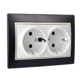 Solera Base bipolaire fixe double 16A noir série Europa ERP60/2NU