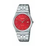 Casio MTP-B145D Montre homme à quartz analogique, cadran rose foncé, bracelet acier inoxydable, verre minéral, étanchéité 5 bars