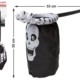 Sac à Bonbons Halloween en Forme de Main Squelettique avec Crâne - Sac Porte-Bonbons pour Enfant, Décoratif, Noir