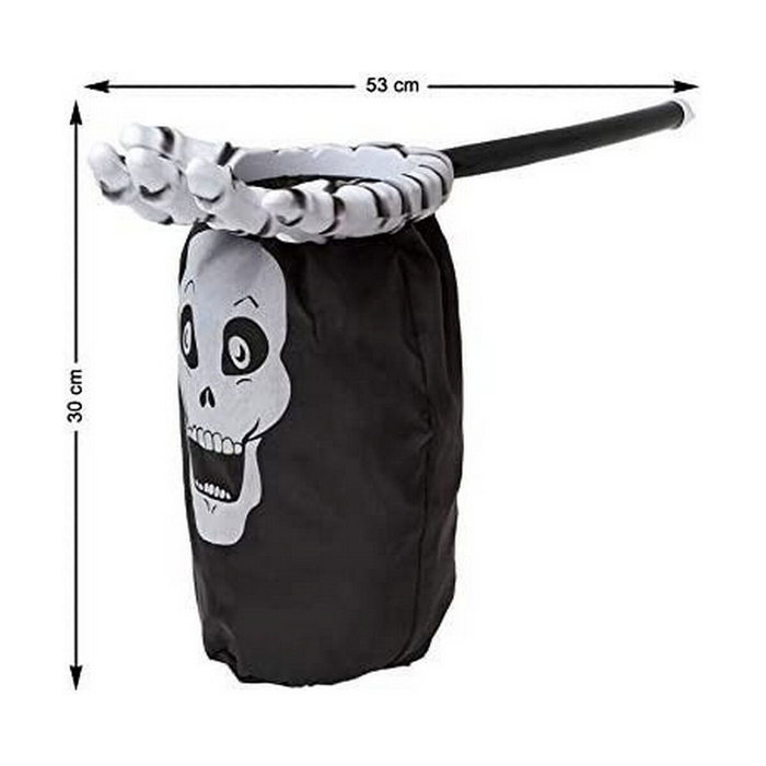 BigBuy Party Sac à bonbons Halloween main de squelette et crâne noir